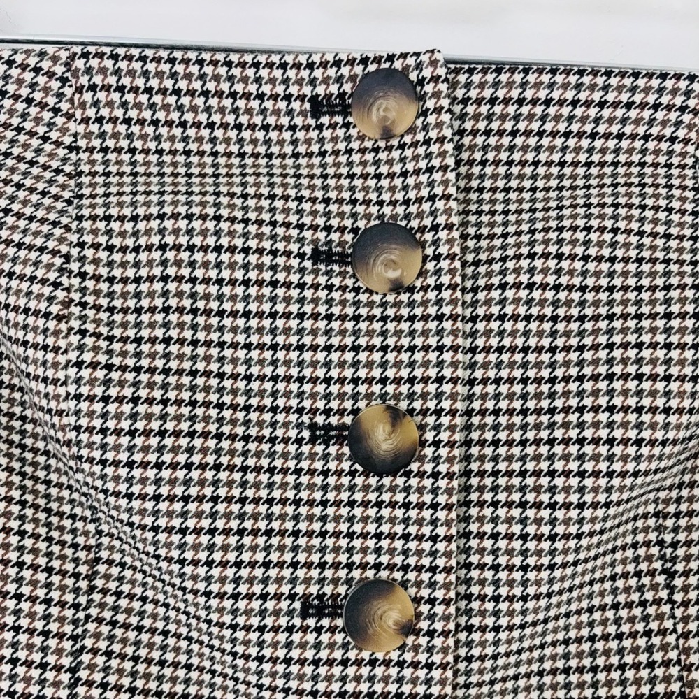 Ann Taylor Houndstooth Strapless Corset Top Brown Black Button Front Size 2 - Picture 3 of 10